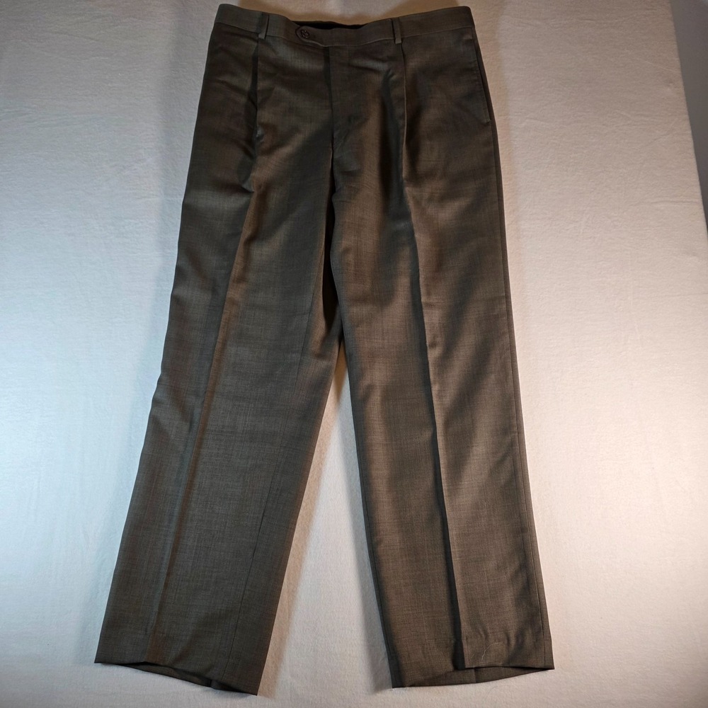 Axcess Claiborne Mens 36x29 Taupe‎ Brown 100% Wool Pleated Front Dress Pants